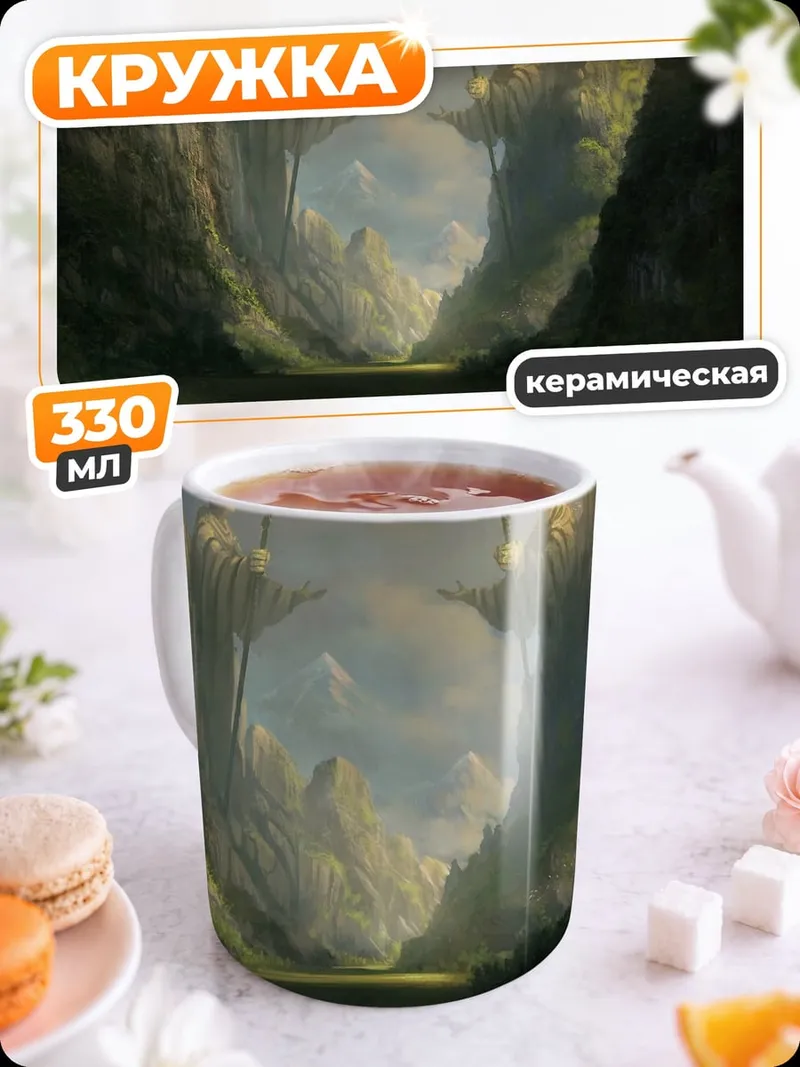 Кружка керамическая Фэнтезийный горный пейзаж