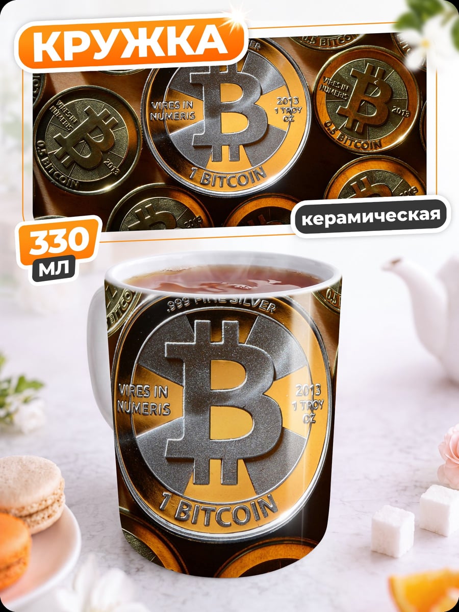 Кружка керамическая биткоин монеты