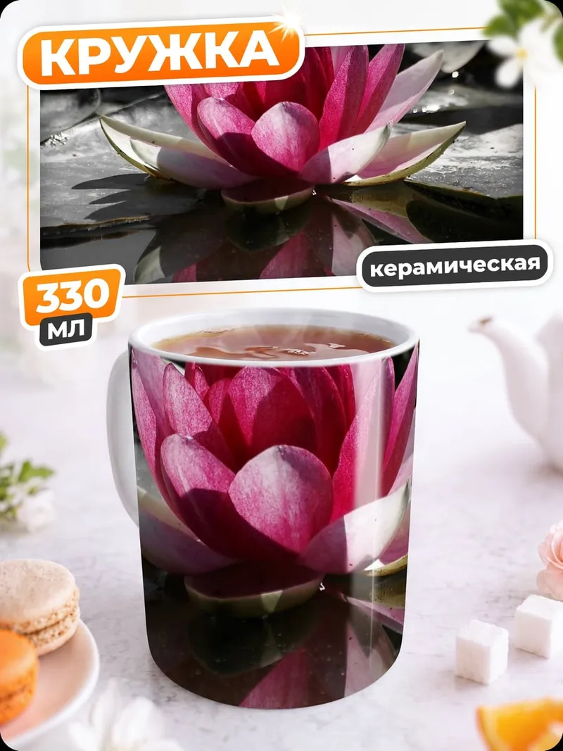 Кружка керамическая розовый лотос