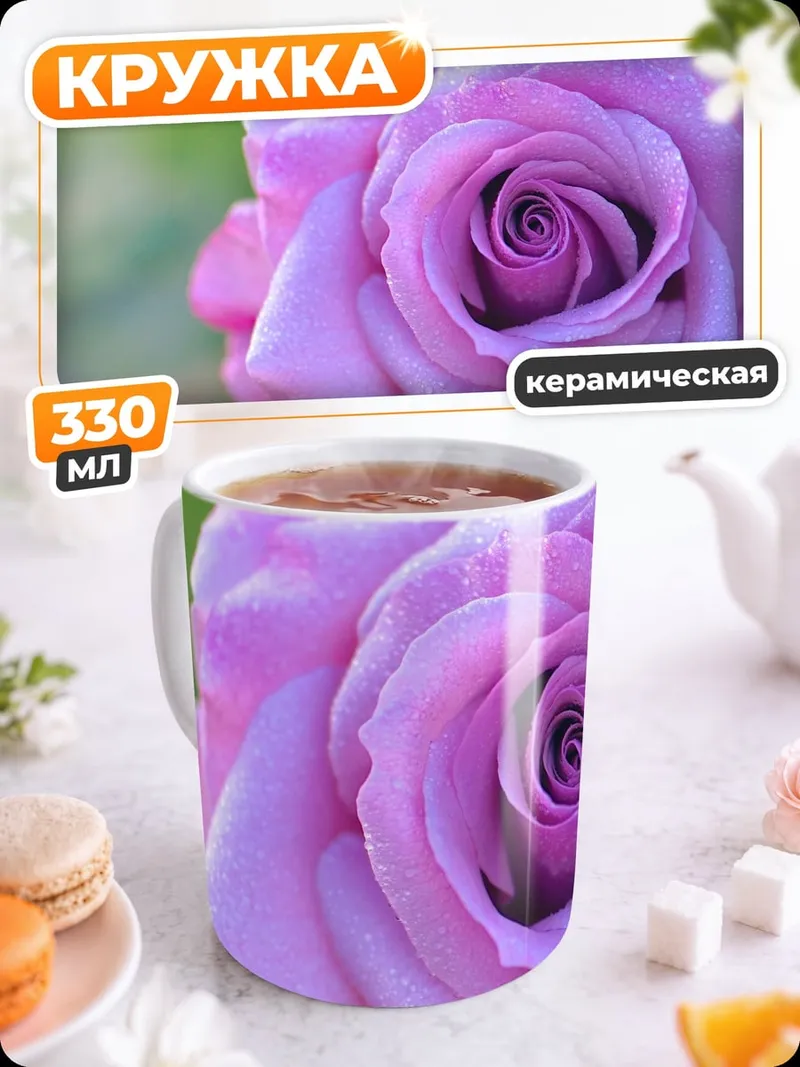 Кружка керамическая Розовая роза