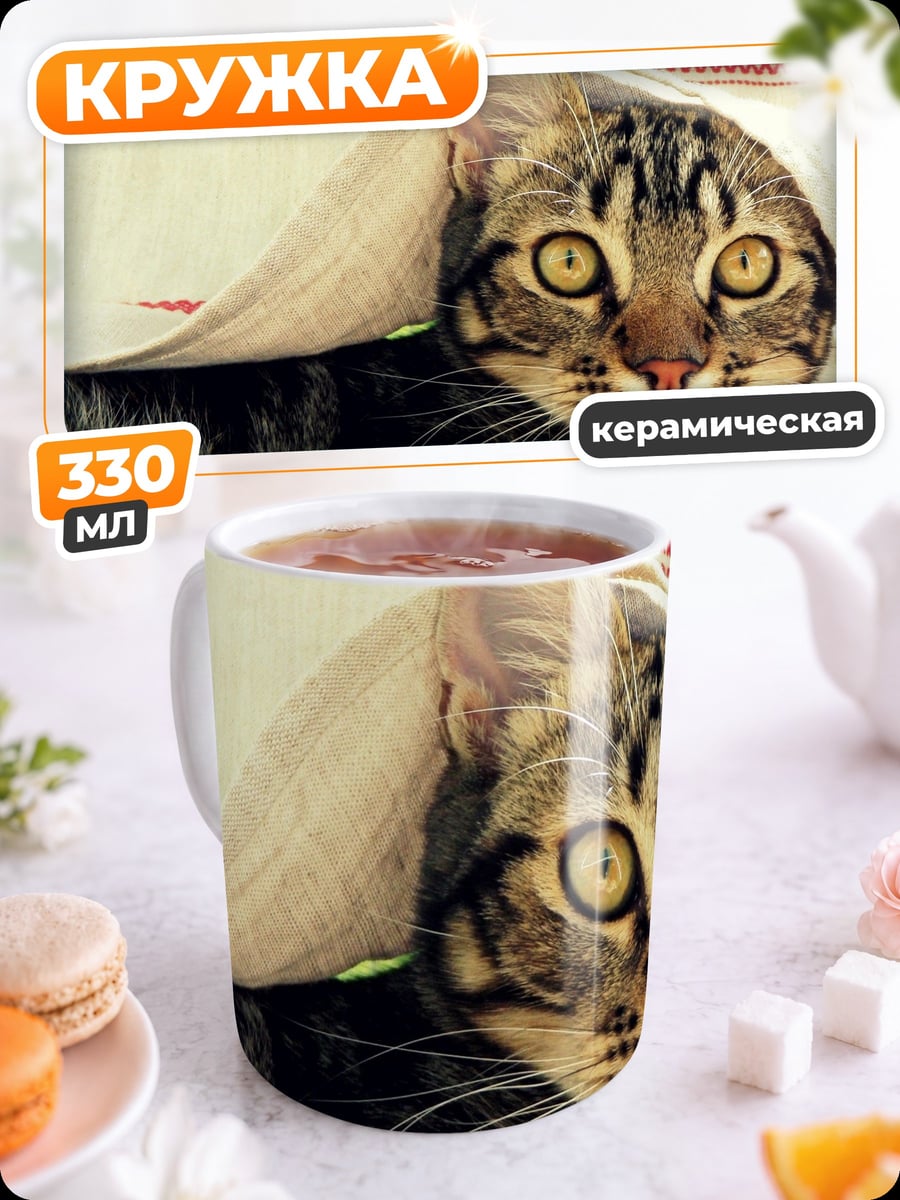 Кружка керамическая Кот под одеялом