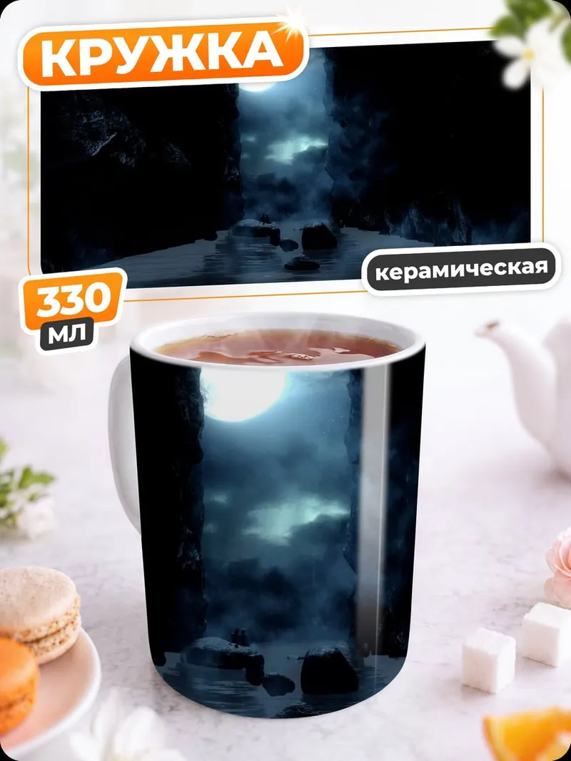Кружка керамическая Пещера с луной