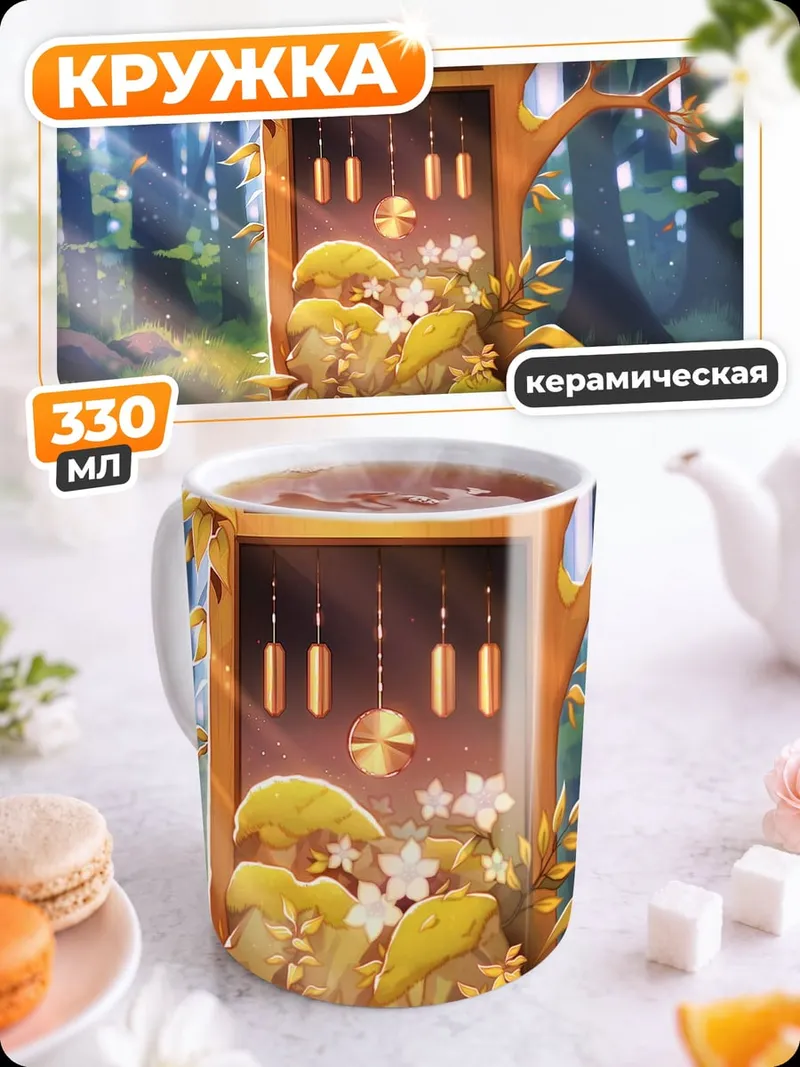 Кружка керамическая часы в лесу