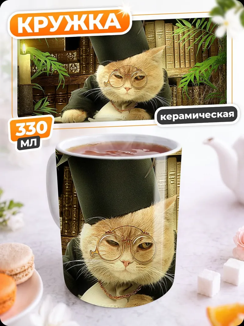 Кружка керамическая кот профессор