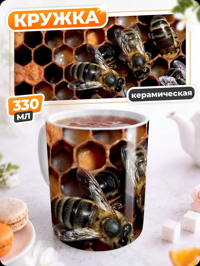 Кружка керамическая Пчелы на сотах