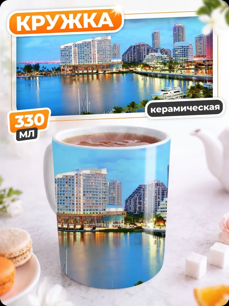 Кружка керамическая городской пейзаж ночью