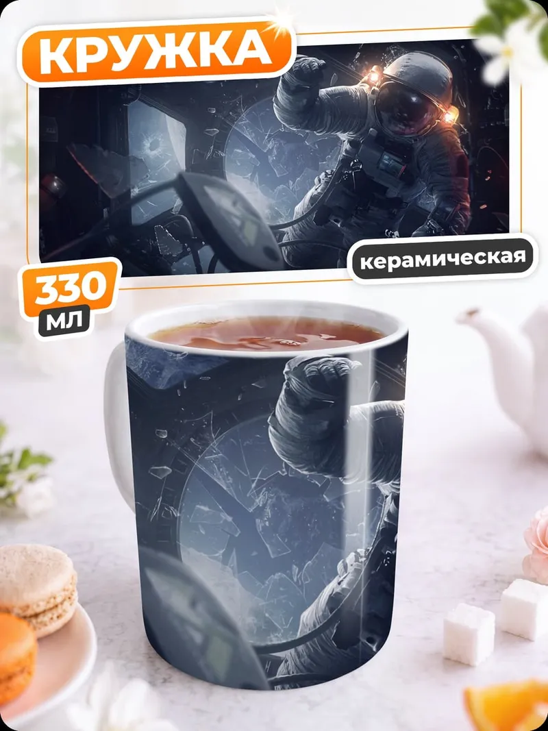 Кружка керамическая космический скафандр