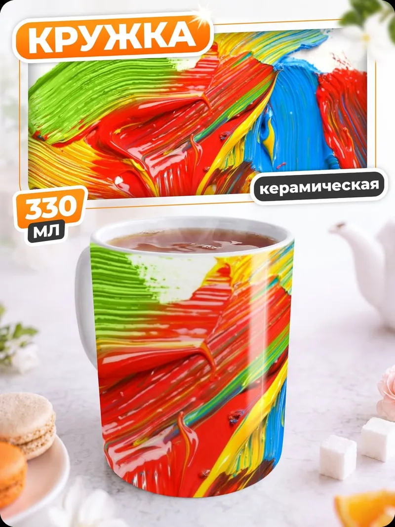 Кружка керамическая яркие краски