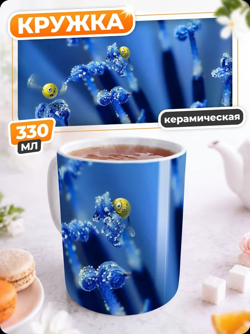 Кружка керамическая Цветок с глазками