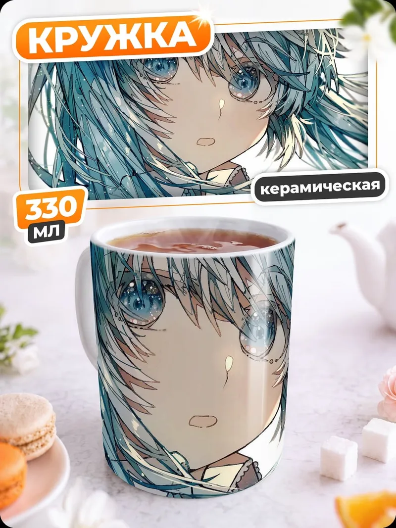 Кружка керамическая Аниме девушка Мику