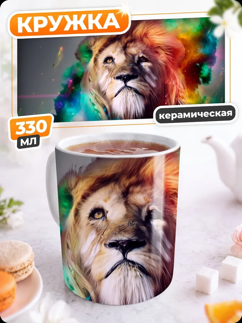 Кружка керамическая Лев краски