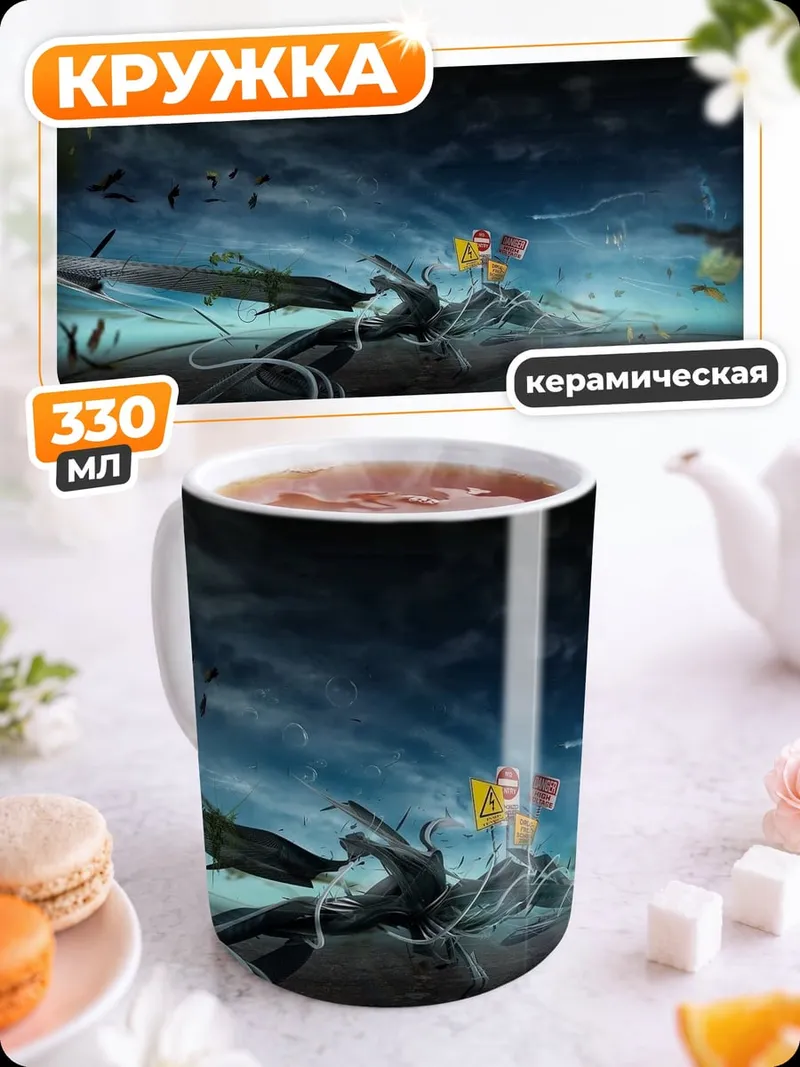 Кружка керамическая стайка акул в шторме