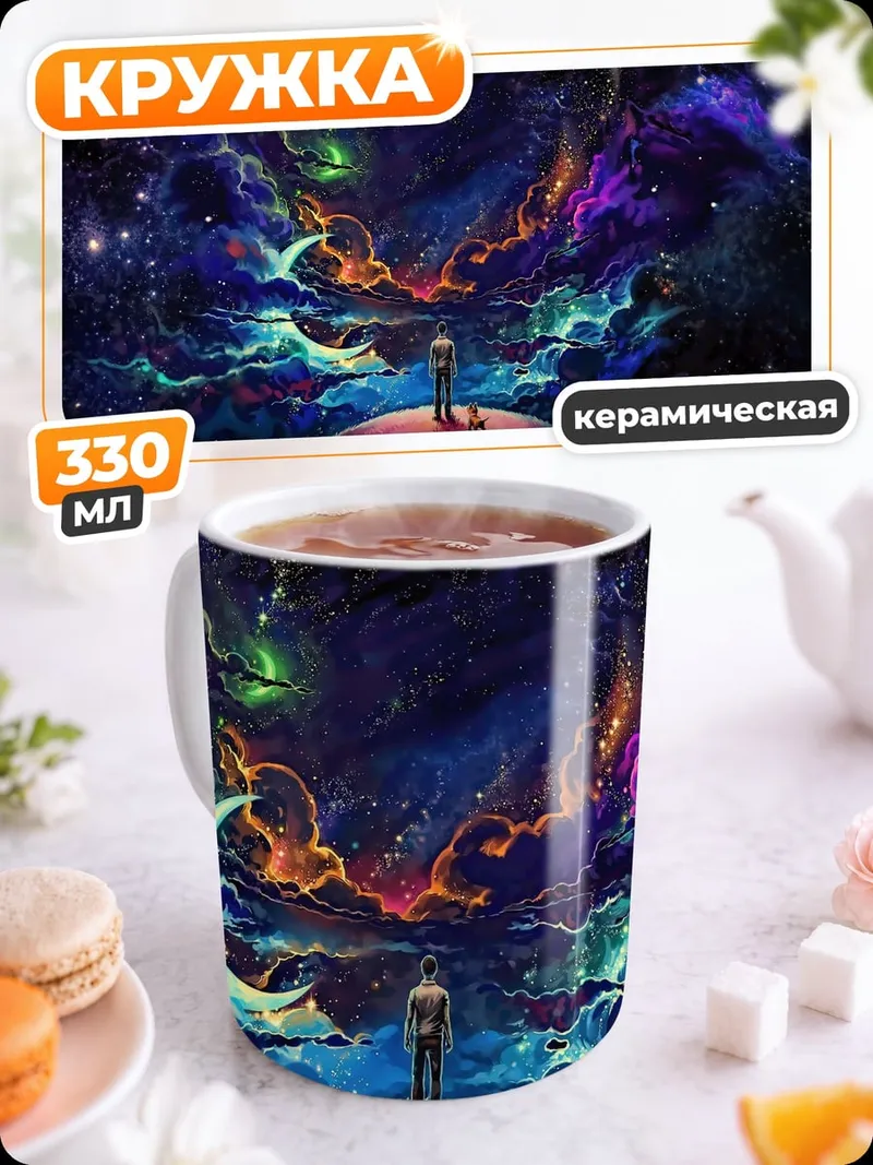 Кружка керамическая человек в космосе