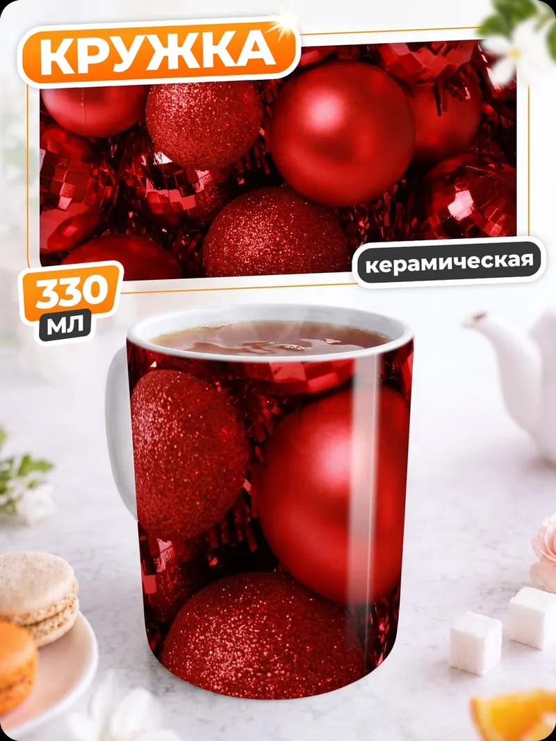 Кружка керамическая Красные шары