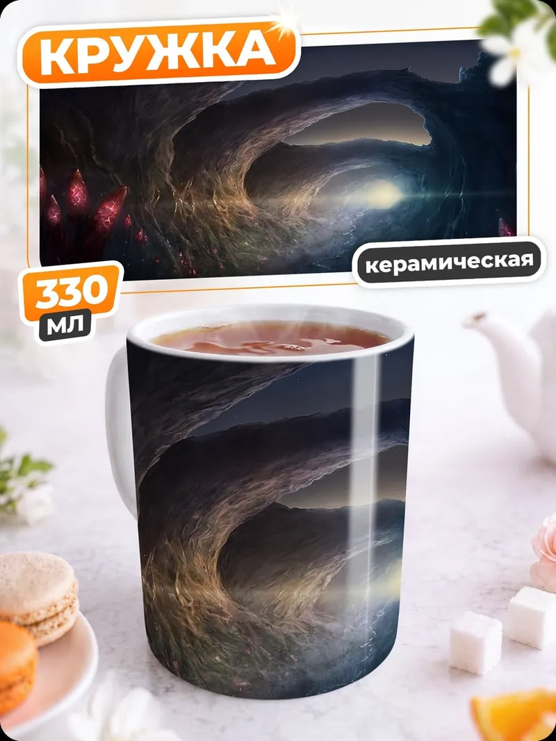 Кружка керамическая Пещера с кристаллами