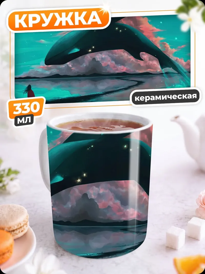Кружка керамическая Кит в небе