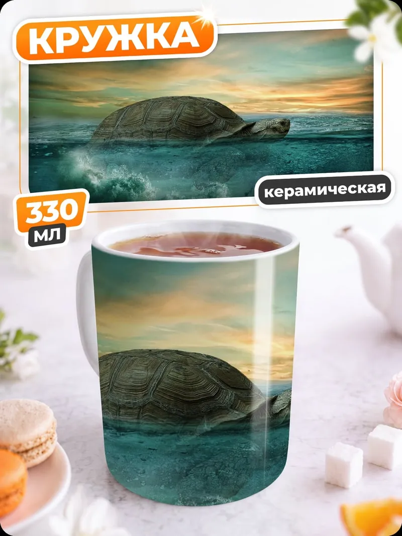 Кружка керамическая черепаха в океане
