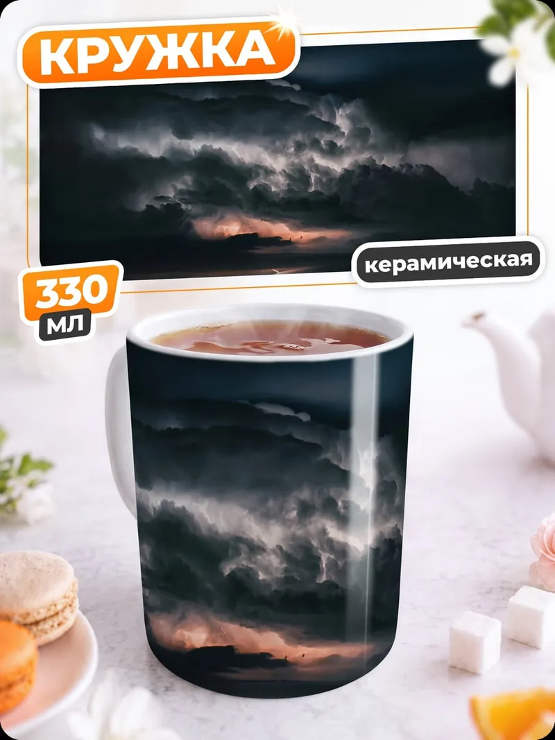 Кружка керамическая гроза с молнией
