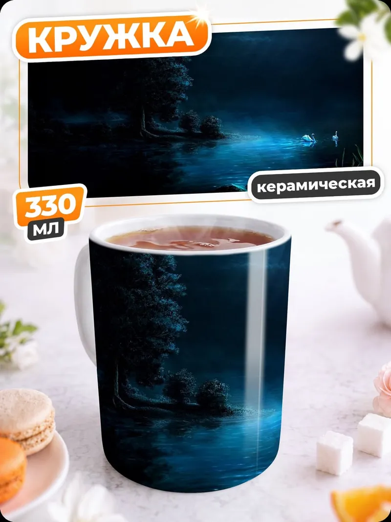 Кружка керамическая Ночная река