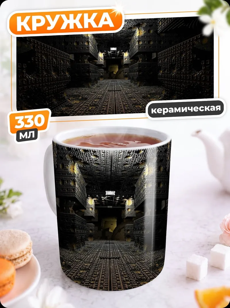 Кружка керамическая Темный футуристический коридор