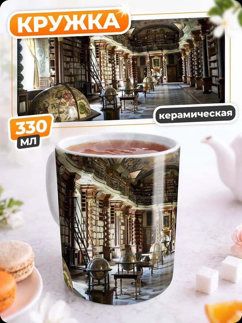 Кружка керамическая Старинная библиотека