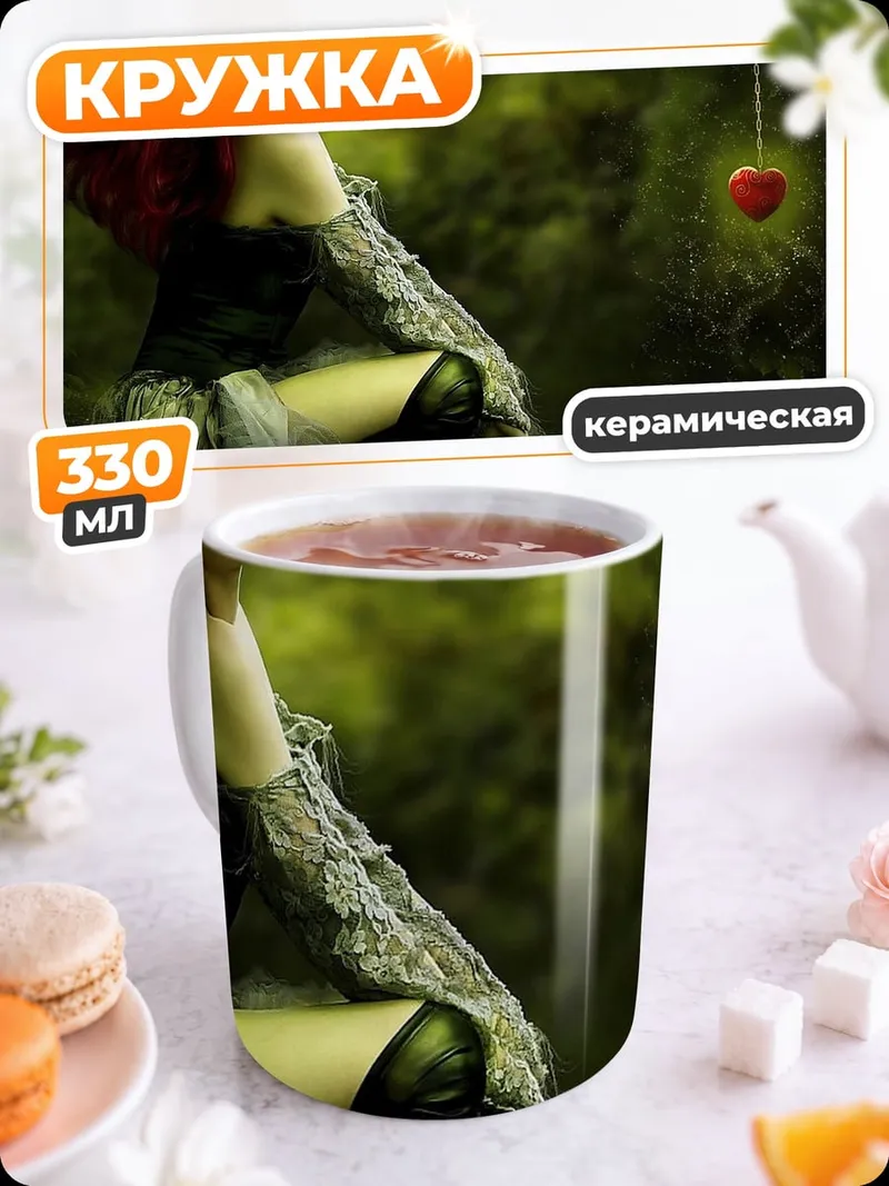 Кружка керамическая Рыжая ведьма с яблоком
