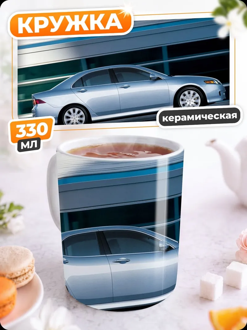 Кружка керамическая Серебристый седан