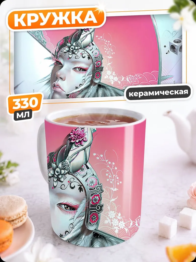 Кружка керамическая Девушка футуристичный шлем