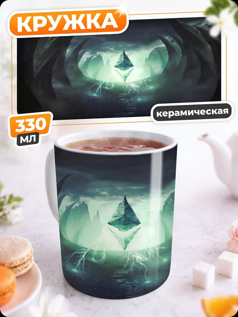 Кружка керамическая Светящийся кристалл в пещере