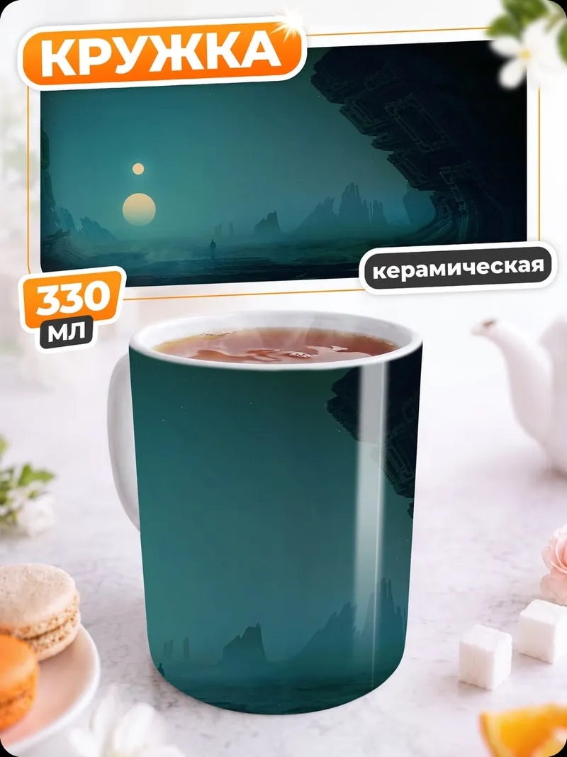 Кружка керамическая Чужая планета с лунами