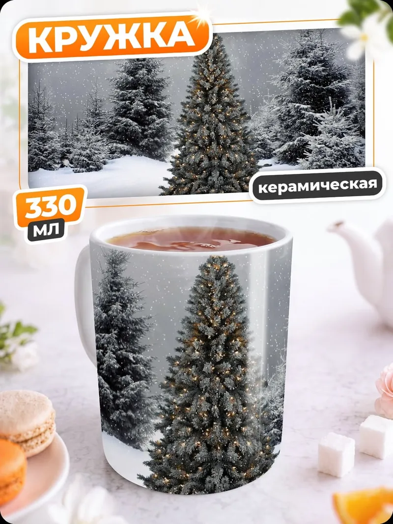 Кружка керамическая Зимний лес