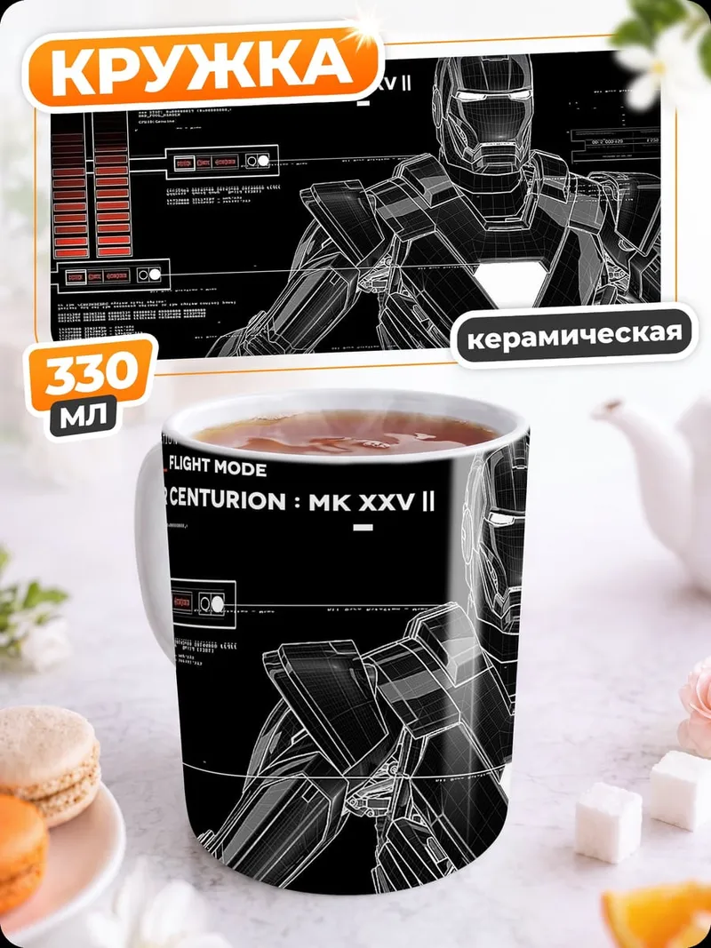 Кружка керамическая Железный человек схема