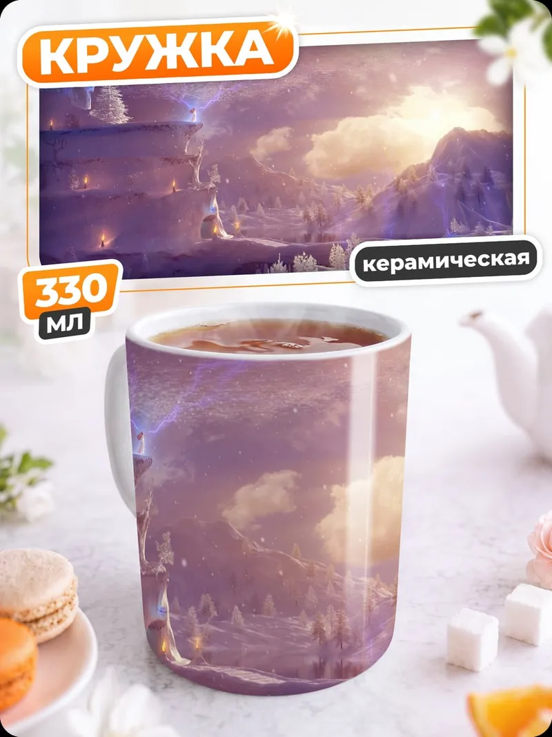Кружка керамическая зимний сказочный пейзаж