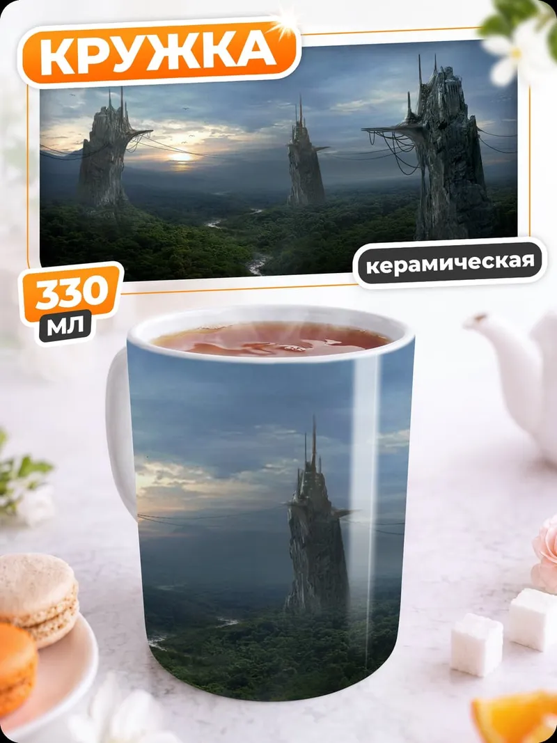 Кружка керамическая фантастический пейзаж