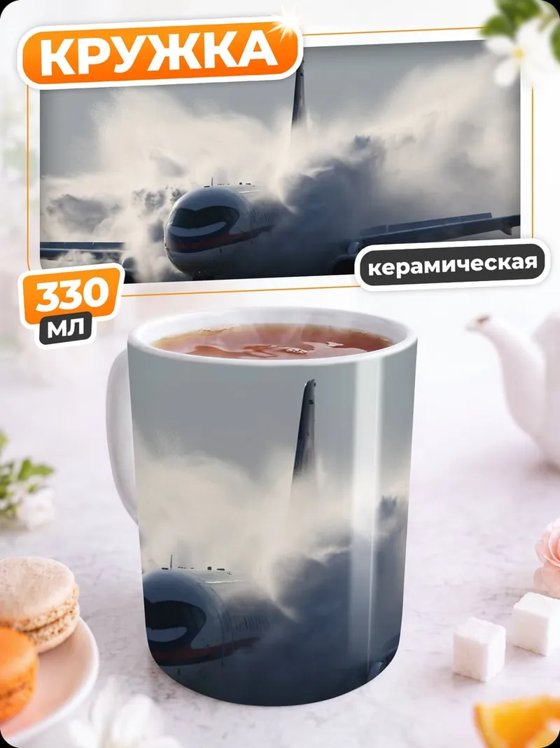 Кружка керамическая Самолёт водяной душ