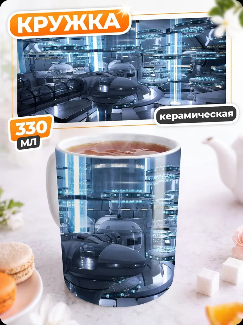 Кружка керамическая футуристический город