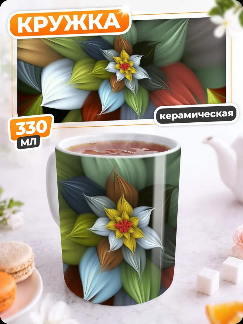 Кружка керамическая Цветочная абстракция