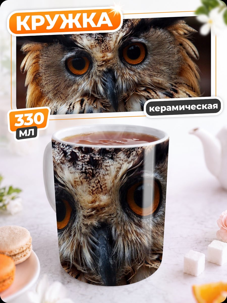 Кружка керамическая Крупный план совы