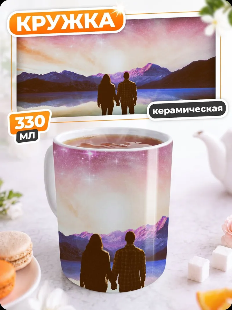 Кружка керамическая Пара смотрит на звезды