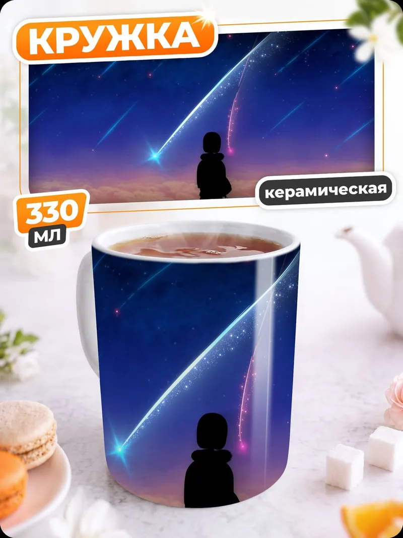 Кружка керамическая Падающие звезды аниме
