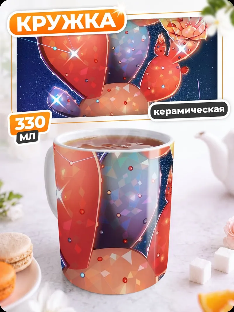 Кружка керамическая Мороженое кактус