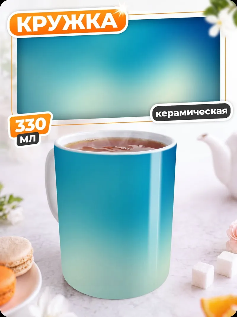Кружка керамическая Размытое голубое небо