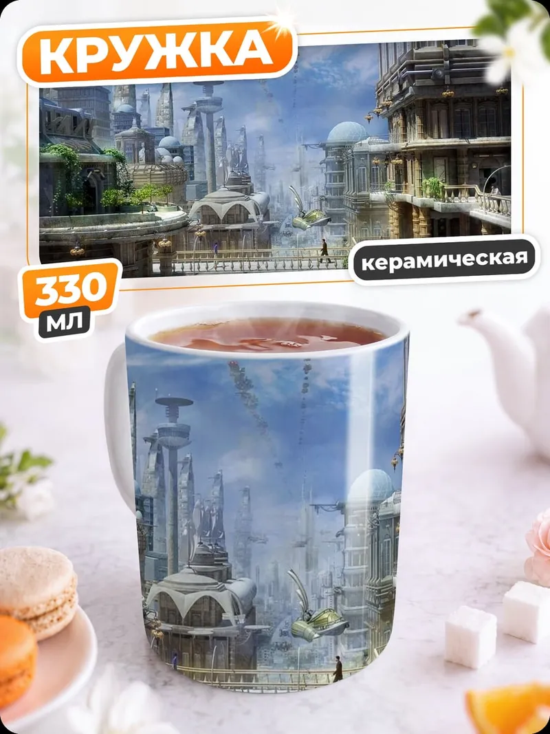 Кружка керамическая Фантастический город