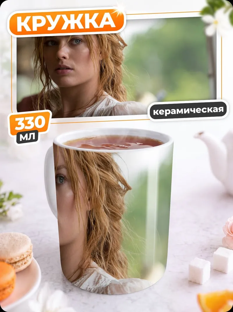 Кружка керамическая Рыжеволосая девушка смотрит