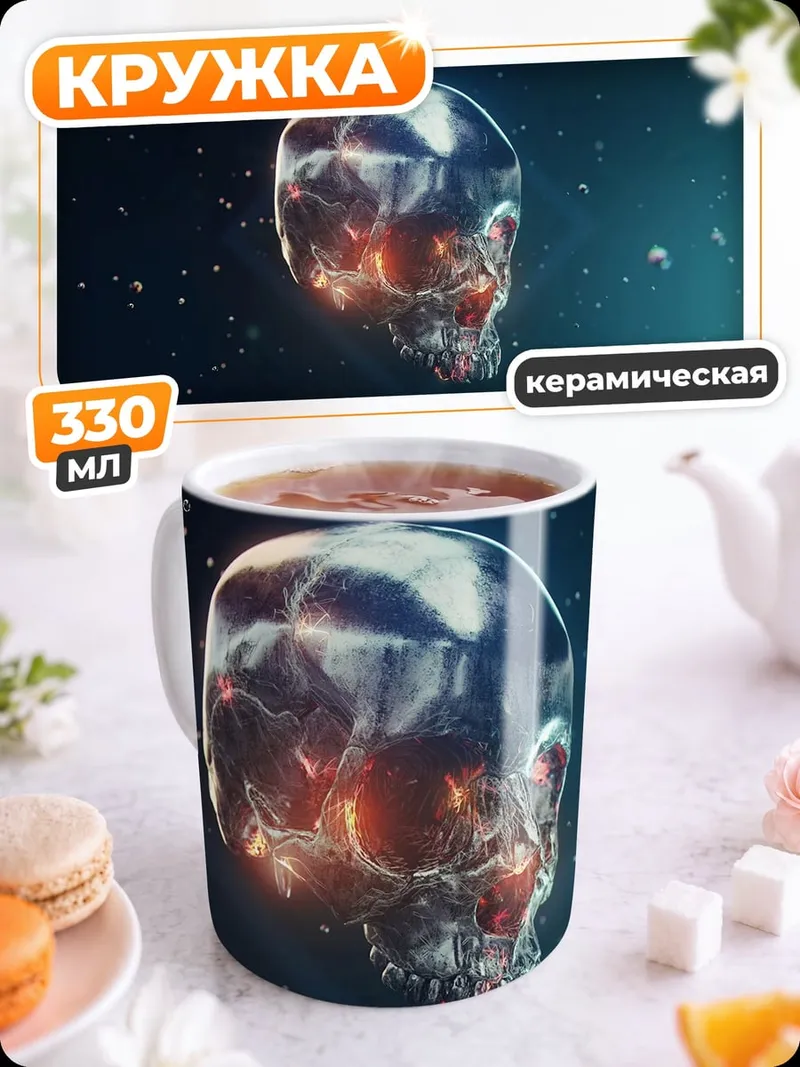 Кружка керамическая Стеклянный череп в космосе