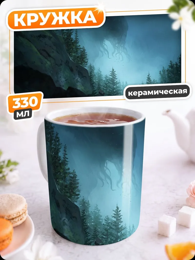 Кружка керамическая одинокий путник в тумане