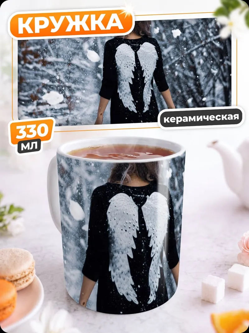 Кружка керамическая Ангел в снегу