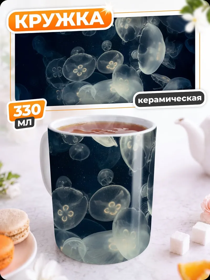 Кружка керамическая Медузы в темноте