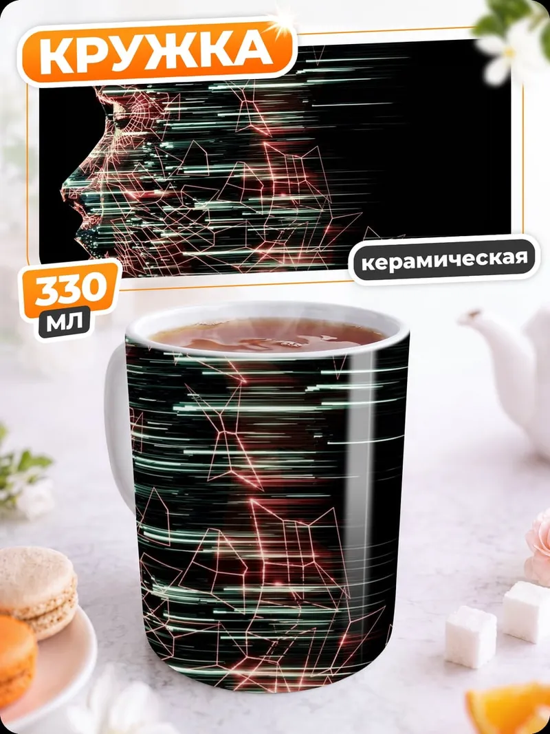 Кружка керамическая Цифровой профиль человека