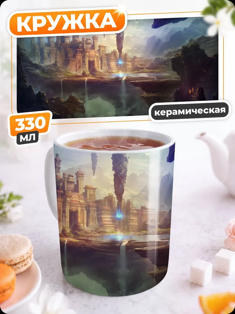 Кружка керамическая фэнтезийный город